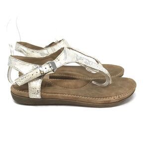 Volatile Kids Girls Size 3 Snakeskin Sandal Thong Metallic Shoes Gold Silver